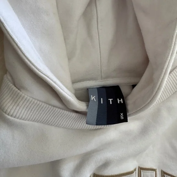 Kith Unisex Hoodie Colorblock College Sweatshirt in White, Gray, Tan - Picture 6 of 13